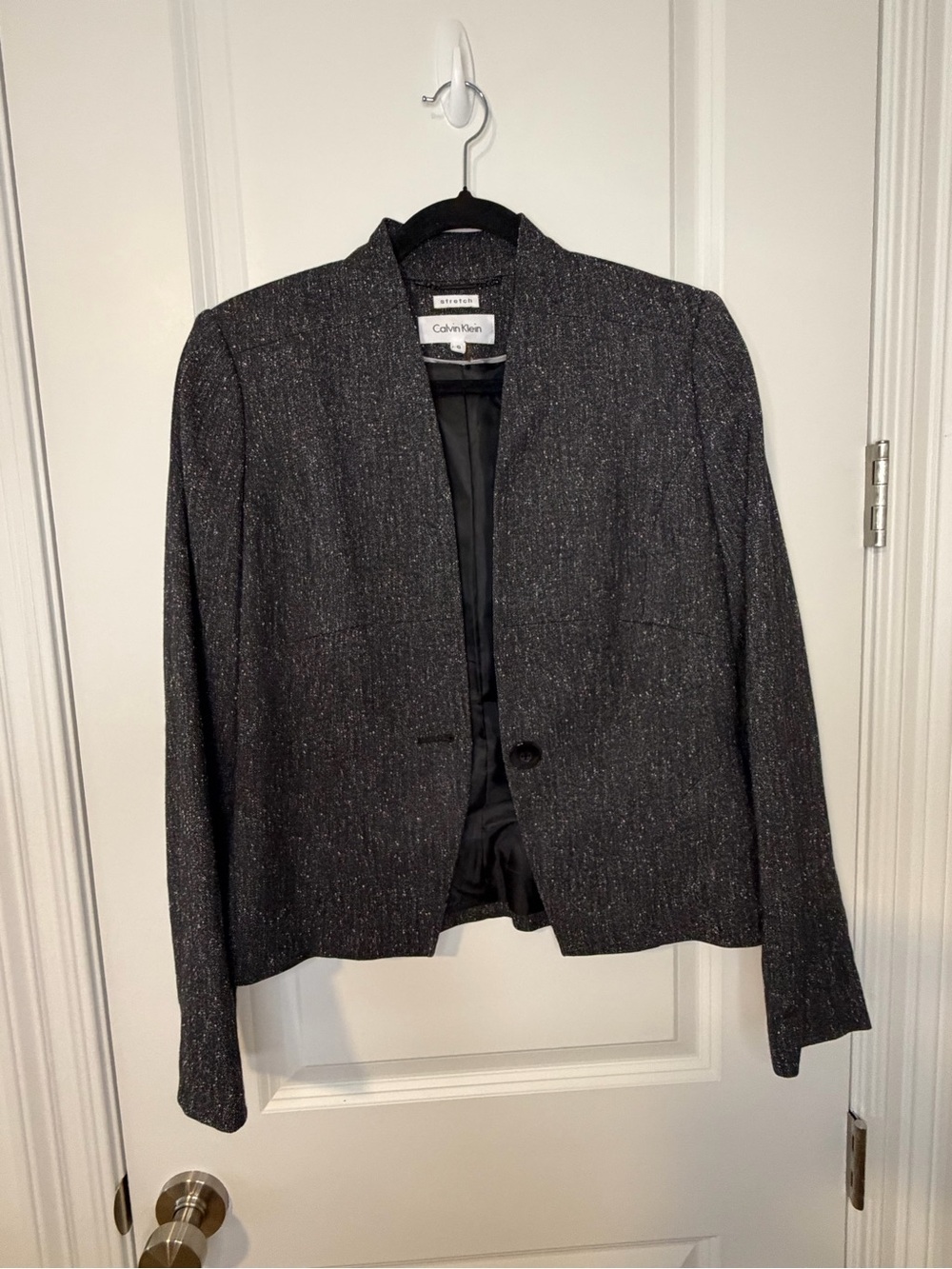 Calvin Klein Women's Black Sparkle Tweed Blazer